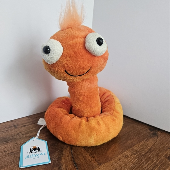Jellycat Winston Worm Orange Plush Worm Toy Retired Jellycat London - Picture 1 of 13